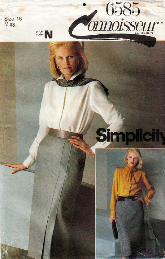 Simplicity 6585 Womens CONNOISSEUR COLLECTION Lined Bias Cut Skirts 1980s Vintage Paper Sewing Pattern Size 16 UNCUT Factory Folded