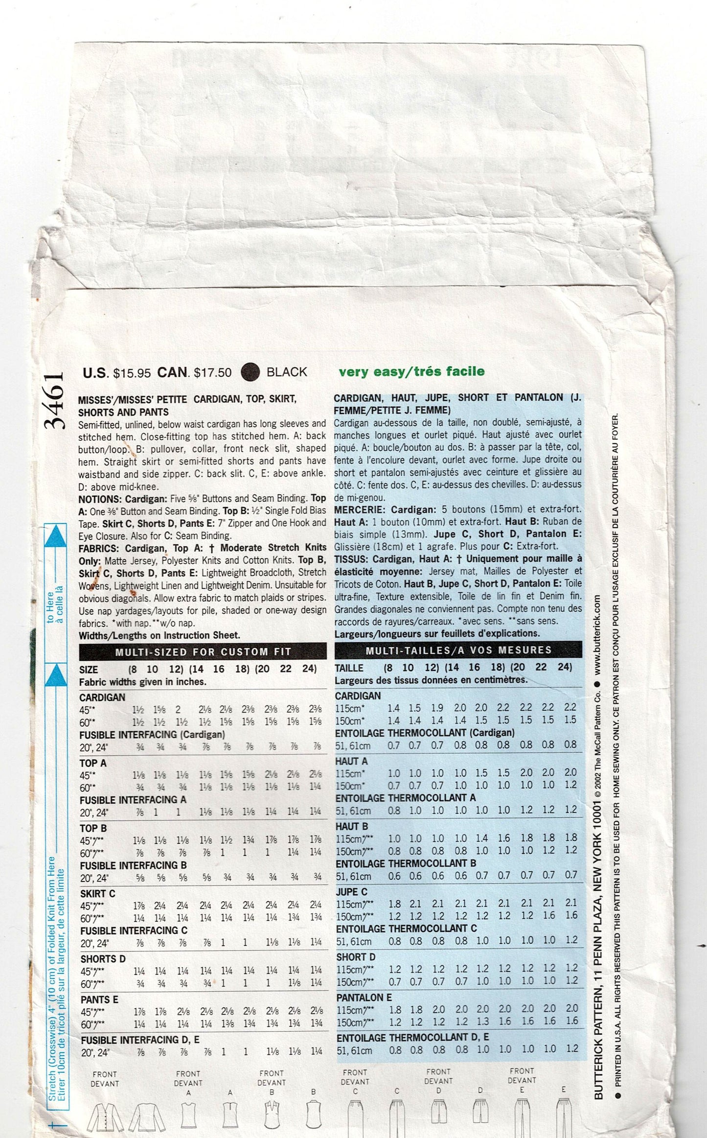 Butterick 3461 KATHY IRELAND Womens Lifestyle Wardrobe Out Of Print Sewing Pattern Size 14 - 18 UNCUT Factory Folded