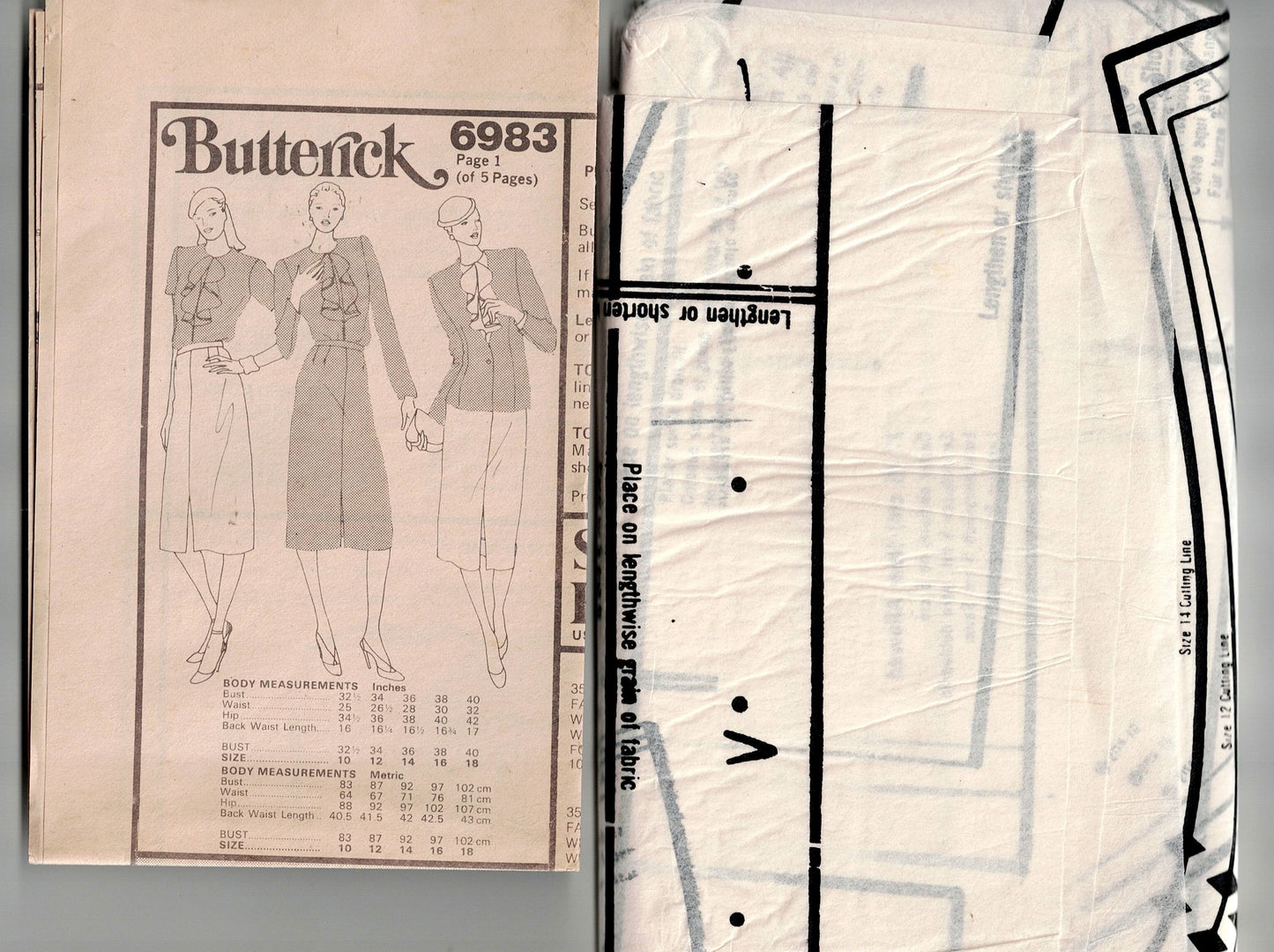Butterick 6983 Womens Jacket Ruffled Blouse & Skirt 1980s Vintage Sewing Pattern Size 10 - 14 UNCUT Factory Folded