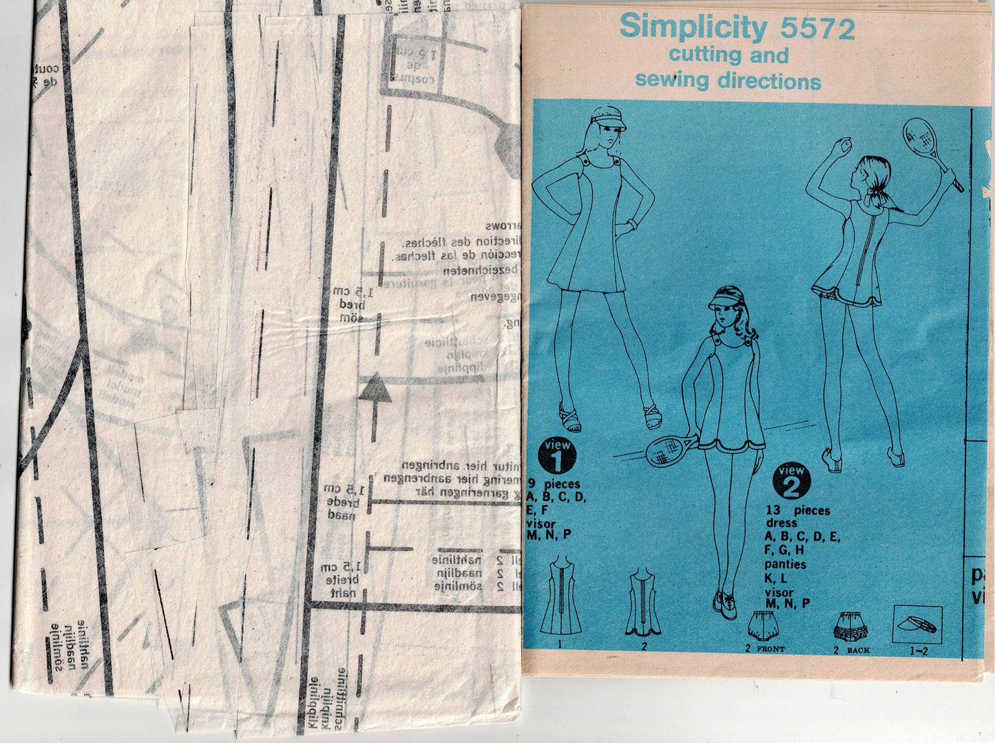 Simplicity 5572 Young Junior Teens Tennis Dress Panties & Visor 1970s Vintage Sewing Pattern Bust 33.5 inches UNCUT Factory Folded