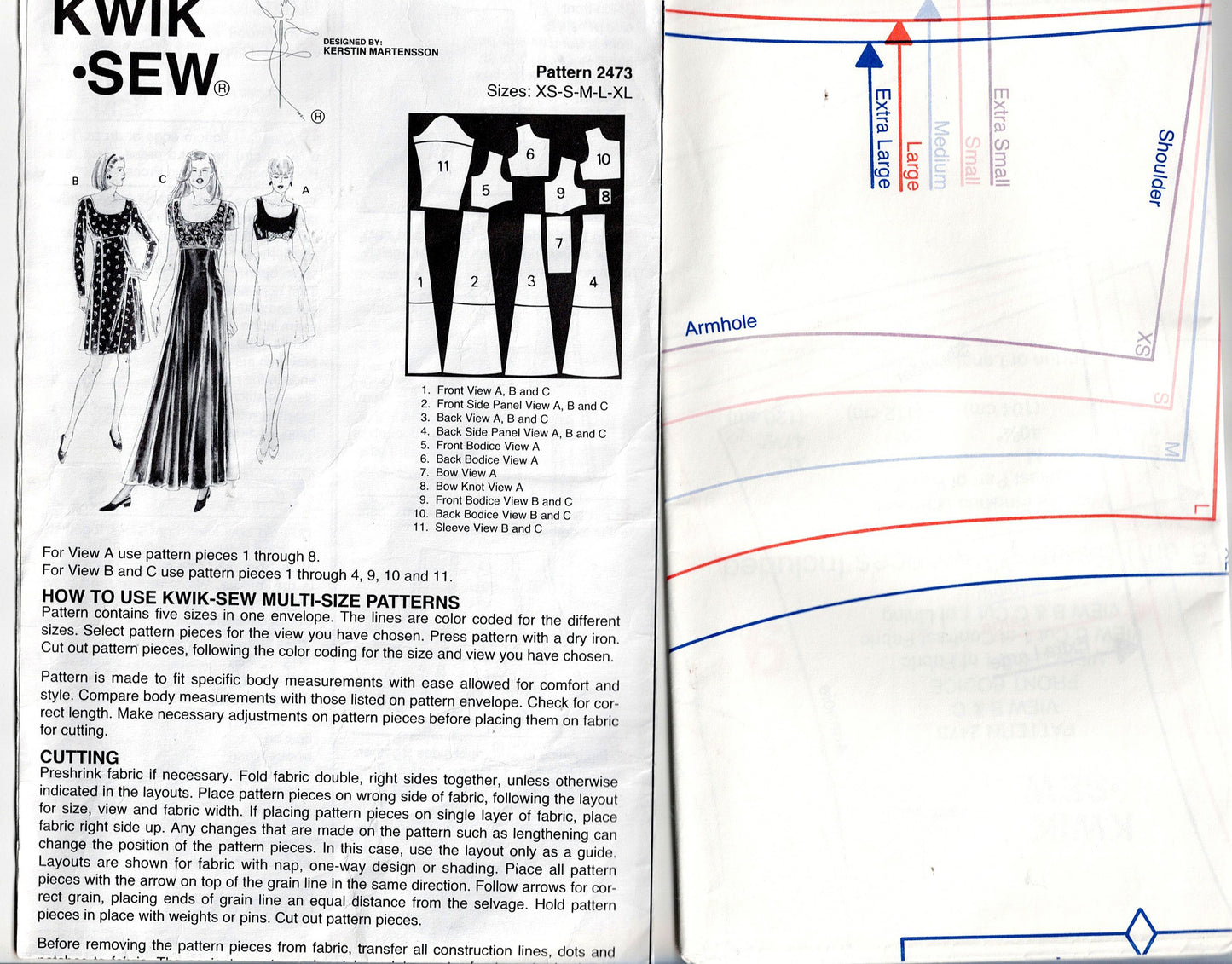 Kwik Sew 2473 Womens Empire Waisted Princess Dress with Flared Skirt 1990s Vintage Sewing Pattern Size XS - XL UNCUT Factory Folded