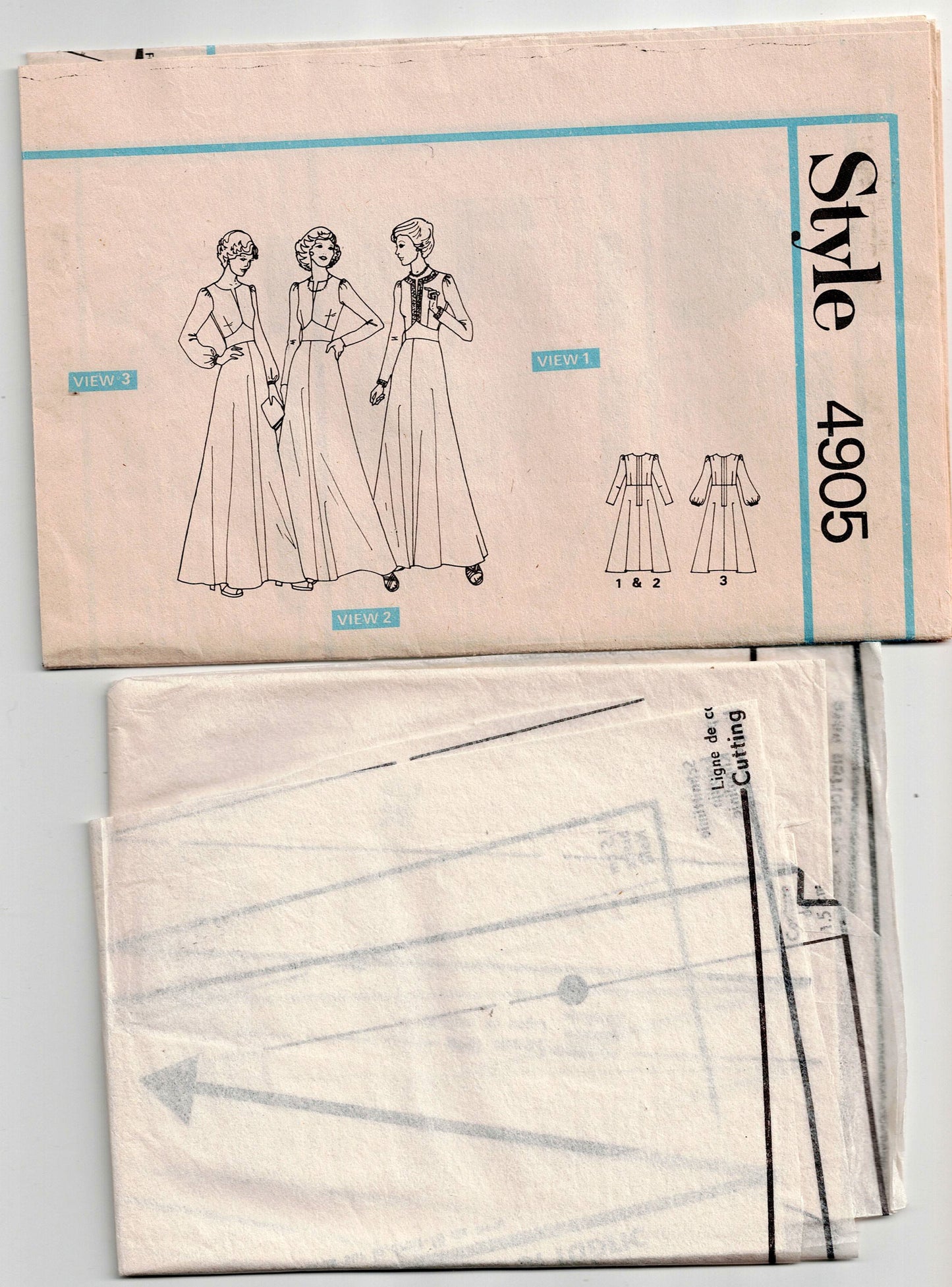Style 4905 Womens Evening Dress with Long Full Skirt & Midriff Band 1970s Vintage Sewing Pattern Size 16 Bust 38 Inches