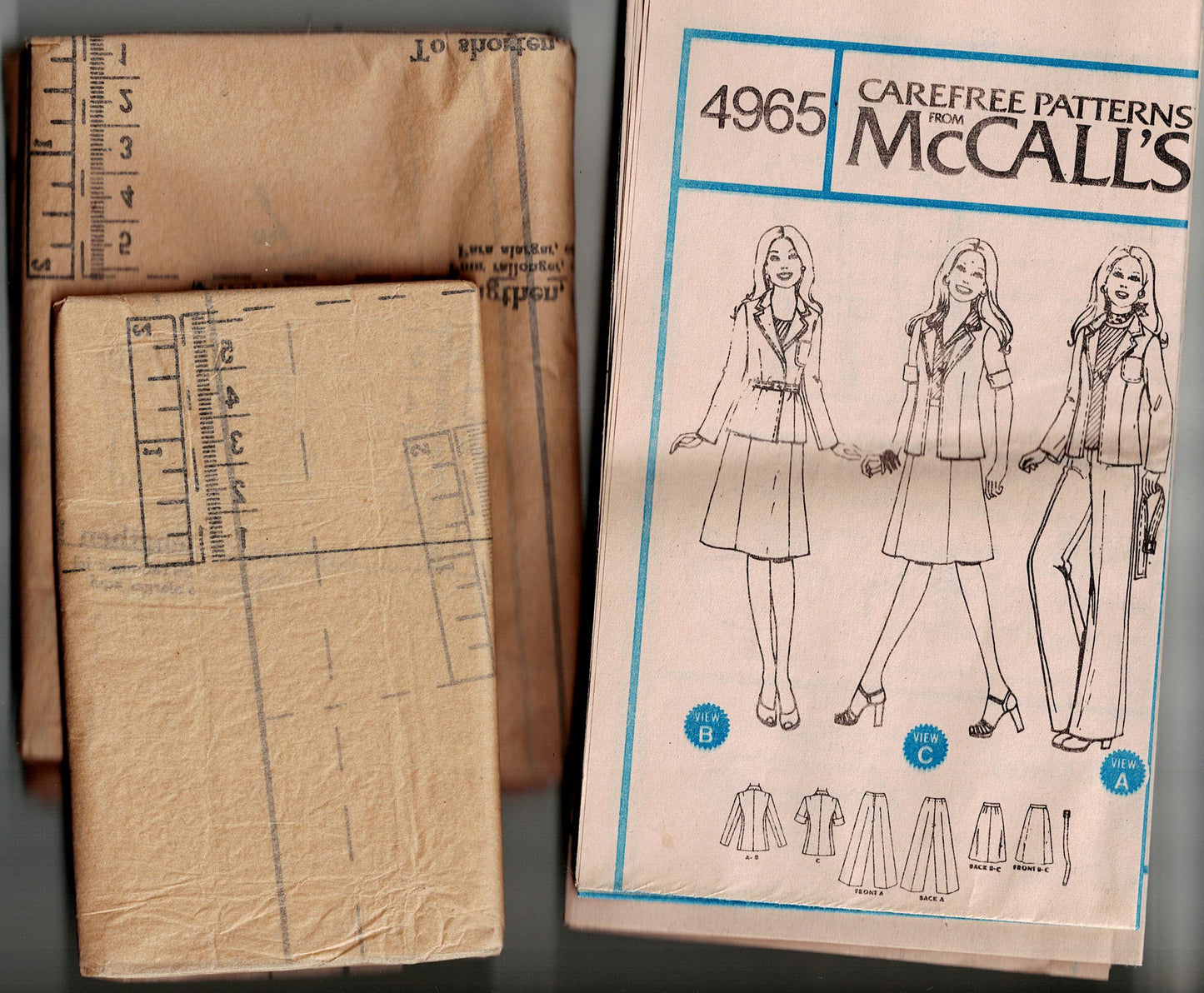 McCall's 4965 MARLO'S CORNER Womens Jacket Skirt & Pants 1970s Vintage Sewing Pattern Bust 42 inches