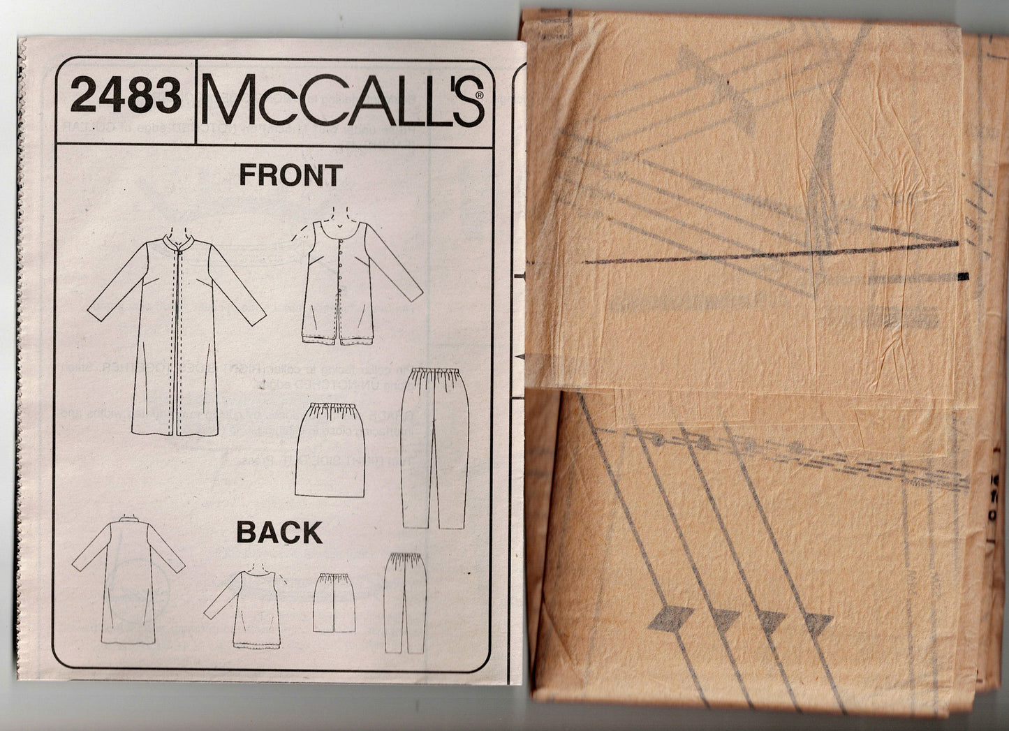 McCall's 2483 Womens Wardrobe Separates Duster Jacket Top Skirt & Pants 1990s Vintage Sewing Pattern Size 18W - 24W UNCUT Factory Folded