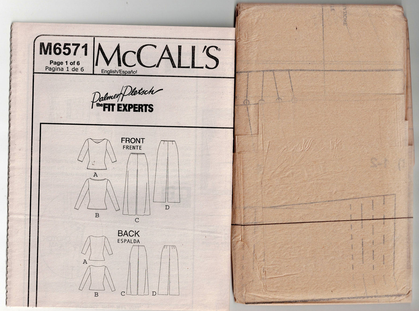 McCall's 6571 PALMER PLETSCH Womens Stretch Knit Top & Wide Leg Pants Out Of Print Sewing Pattern Sizes 6 - 14 UNCUT Factory Folded