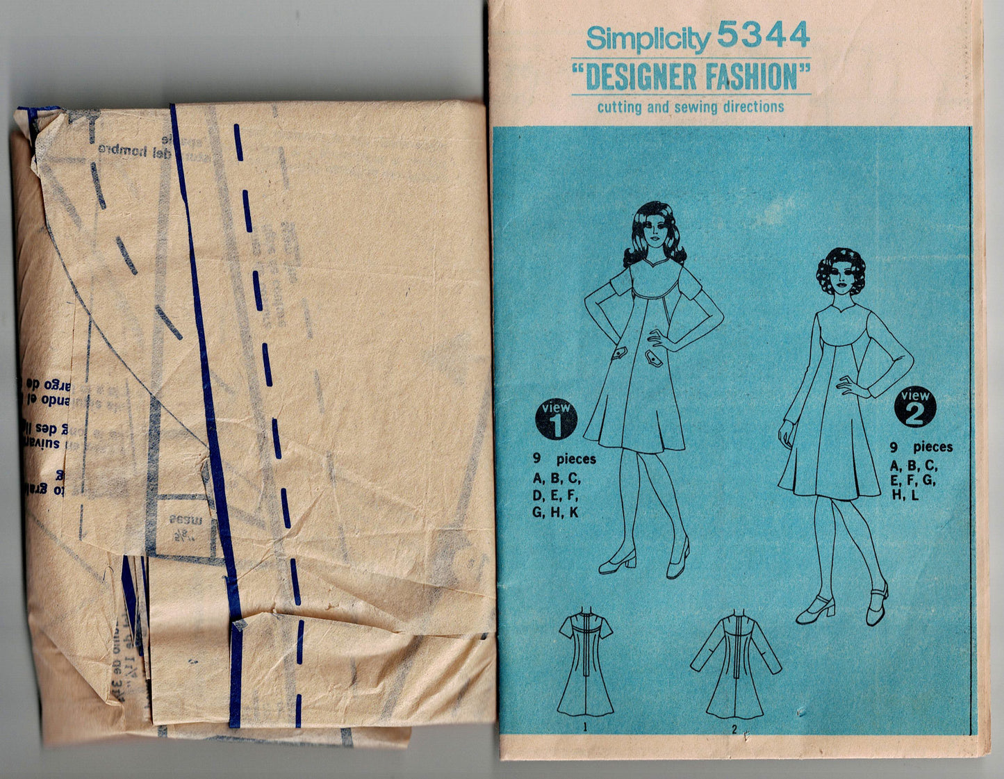 Simplicity 5344 Womens Designer Lined A Line Dress with Yoke 1970s Vintage Sewing Pattern Size 16 Bust 38 Inches