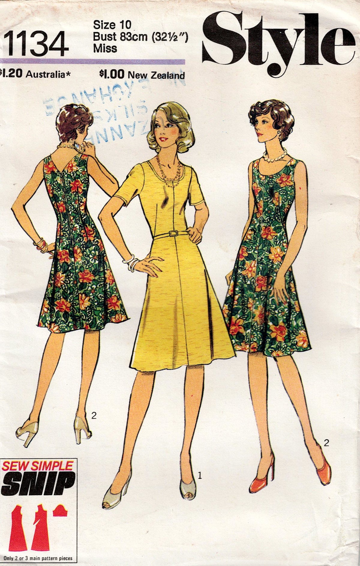 Style 1134 Womens EASY Fit & Flared Sundress 1970s Vintage Paper Sewin ...