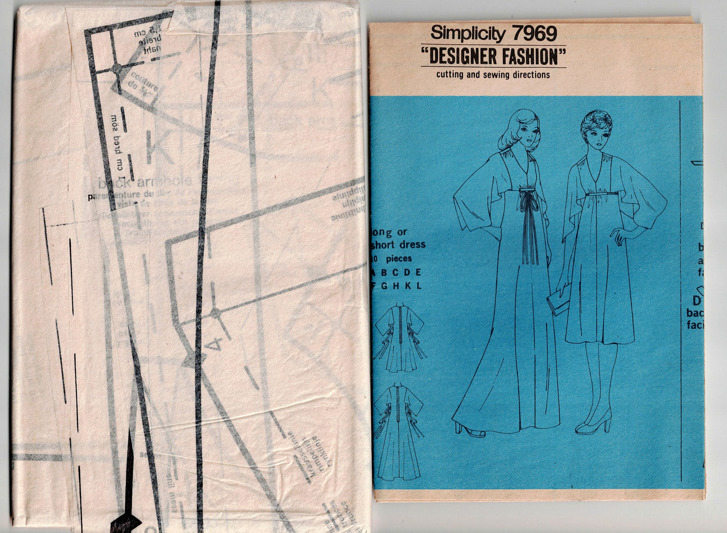 Simplicity 7969 DESIGNER Womens Empire Waisted Caftan Dress 1970s Vintage Sewing Pattern Size 12 Bust 34 Inches
