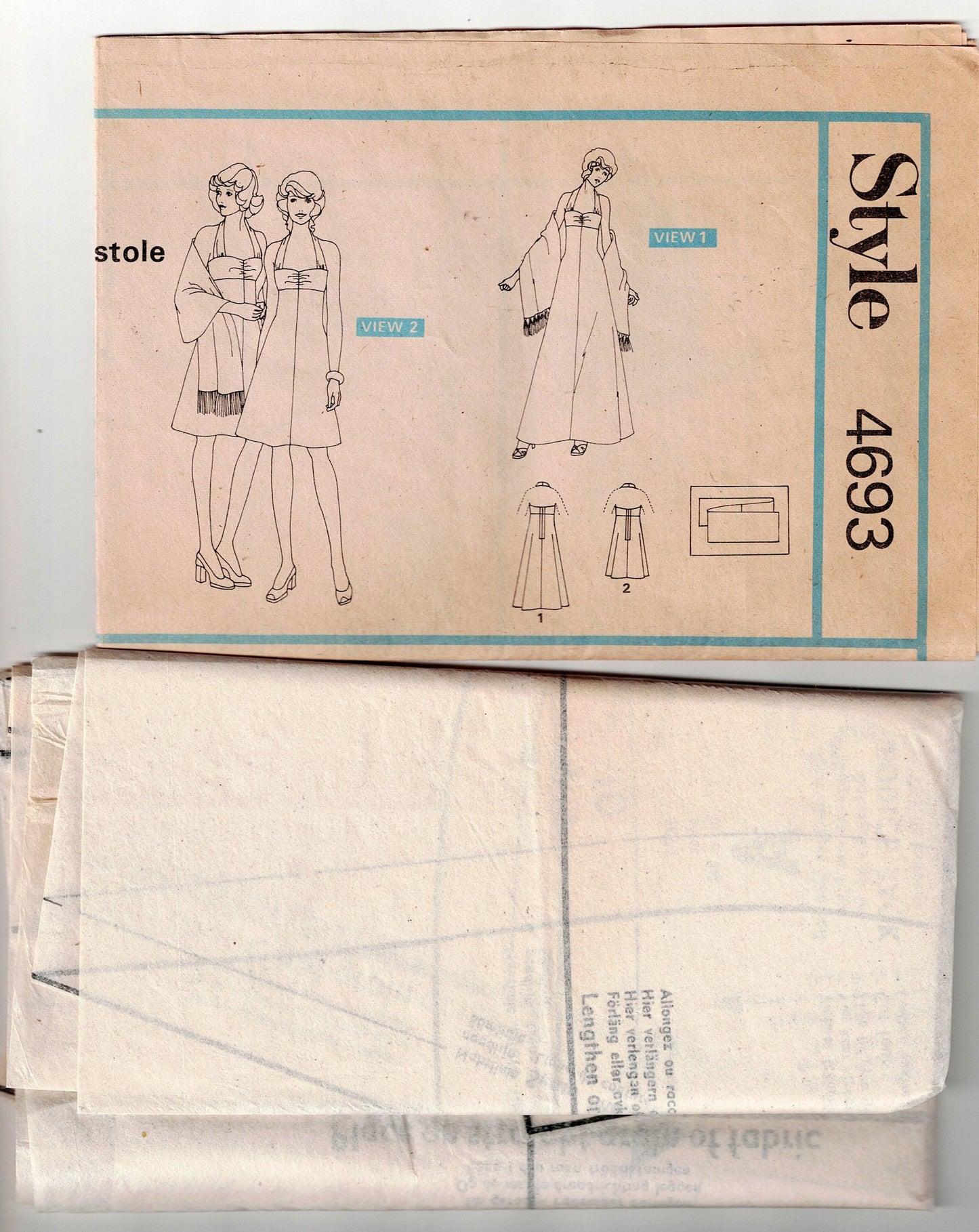 Style 4693 Womens High Waisted Halter Sundress 1970s Vintage Sewing Pattern Size 14 Bust 36 Inches