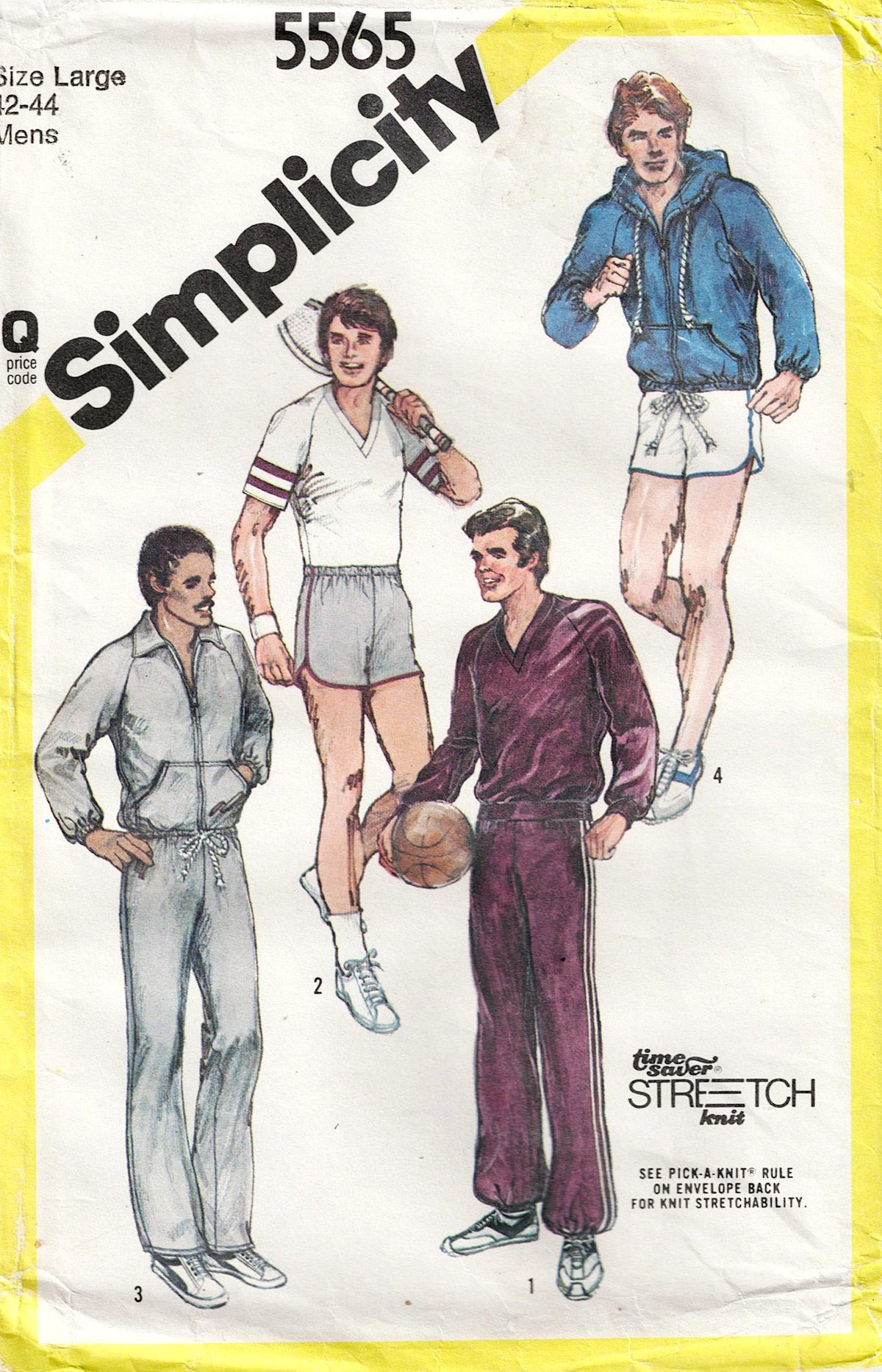 Simplicity 5565 Mens Stretch Knit Tracksuit & Shorts 1980s Vintage Sew ...