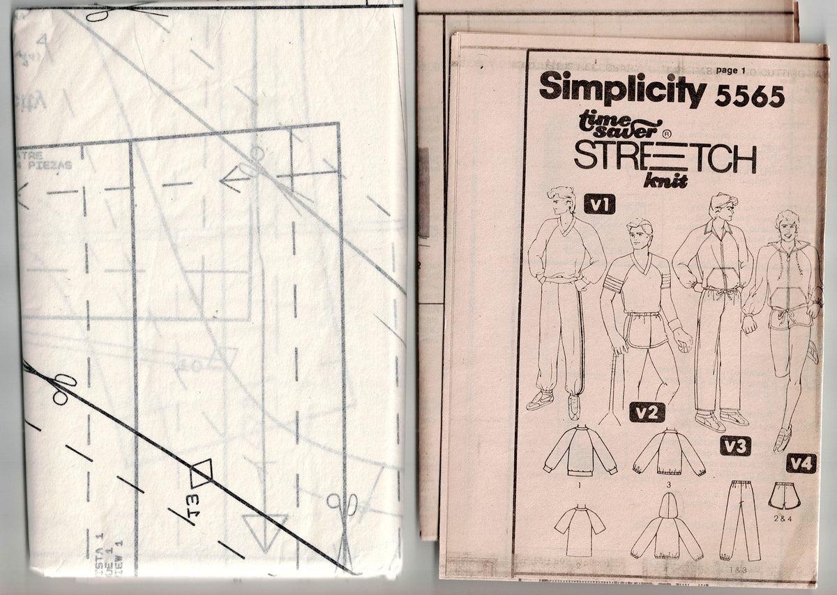 Simplicity 5565 Mens Stretch Knit Tracksuit & Shorts 1980s Vintage Sew ...