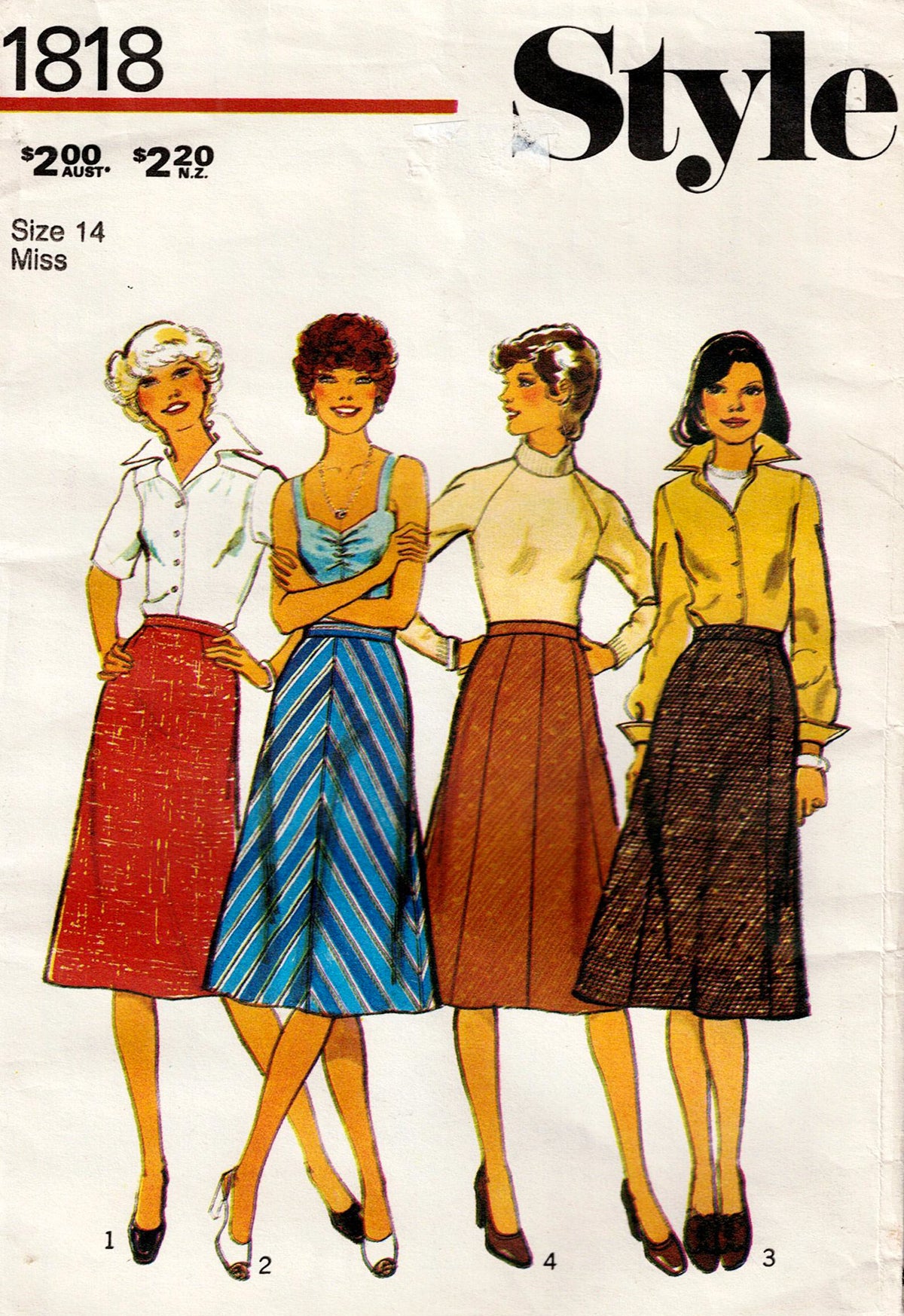Style 1818 Womens Classic A Line Gored Skirts 1980s Vintage Sewing Pat ...