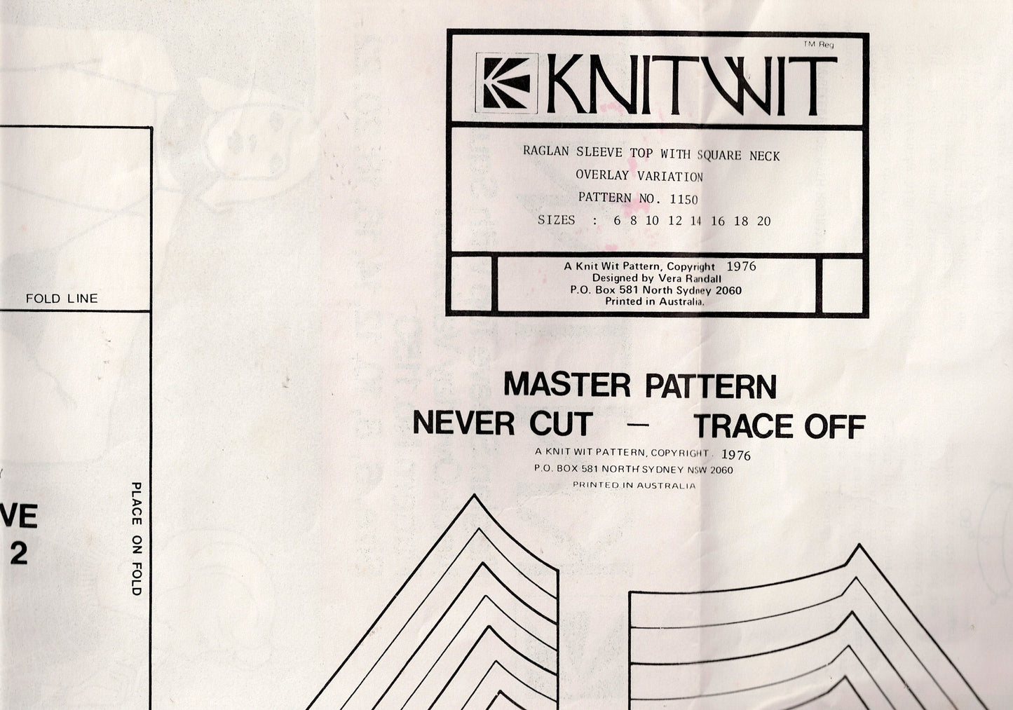 Knitwit 1150 Womens Stretch Raglan Sleeved T Shirt with Square Neck Option 1970s Vintage Sewing Pattern Sizes 6 - 22 UNCUT Master Pattern