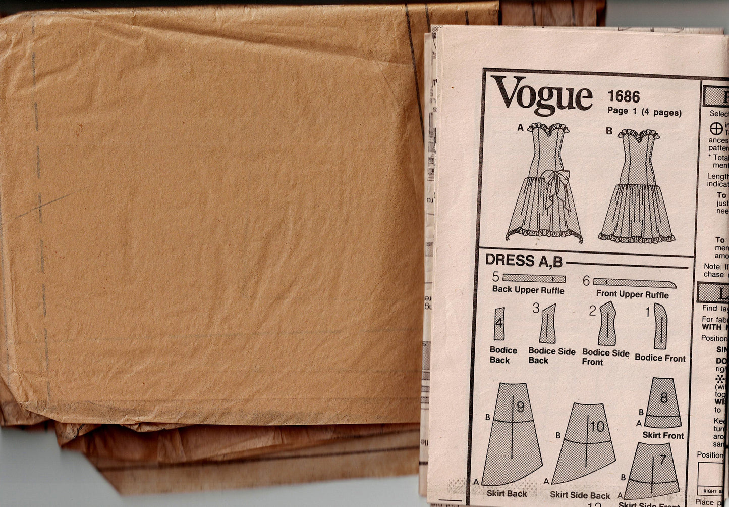 Vogue Designer Original 1686 BELLVILLE SASSOON Womens Steampunk Evening Gown with Boned Corset & High Low Hem 1980s Vintage Sewing Pattern Size 10 Bust 32.5 Inches