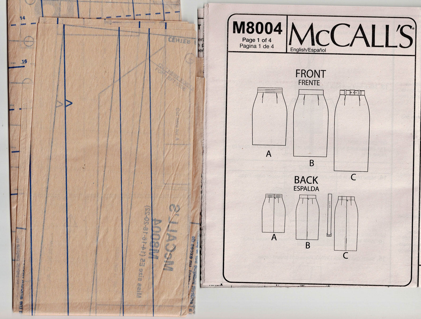 McCall's 8004 Womens Lined Pencil Skirts Sewing Pattern Size 14 - 22 UNCUT Factory Folded