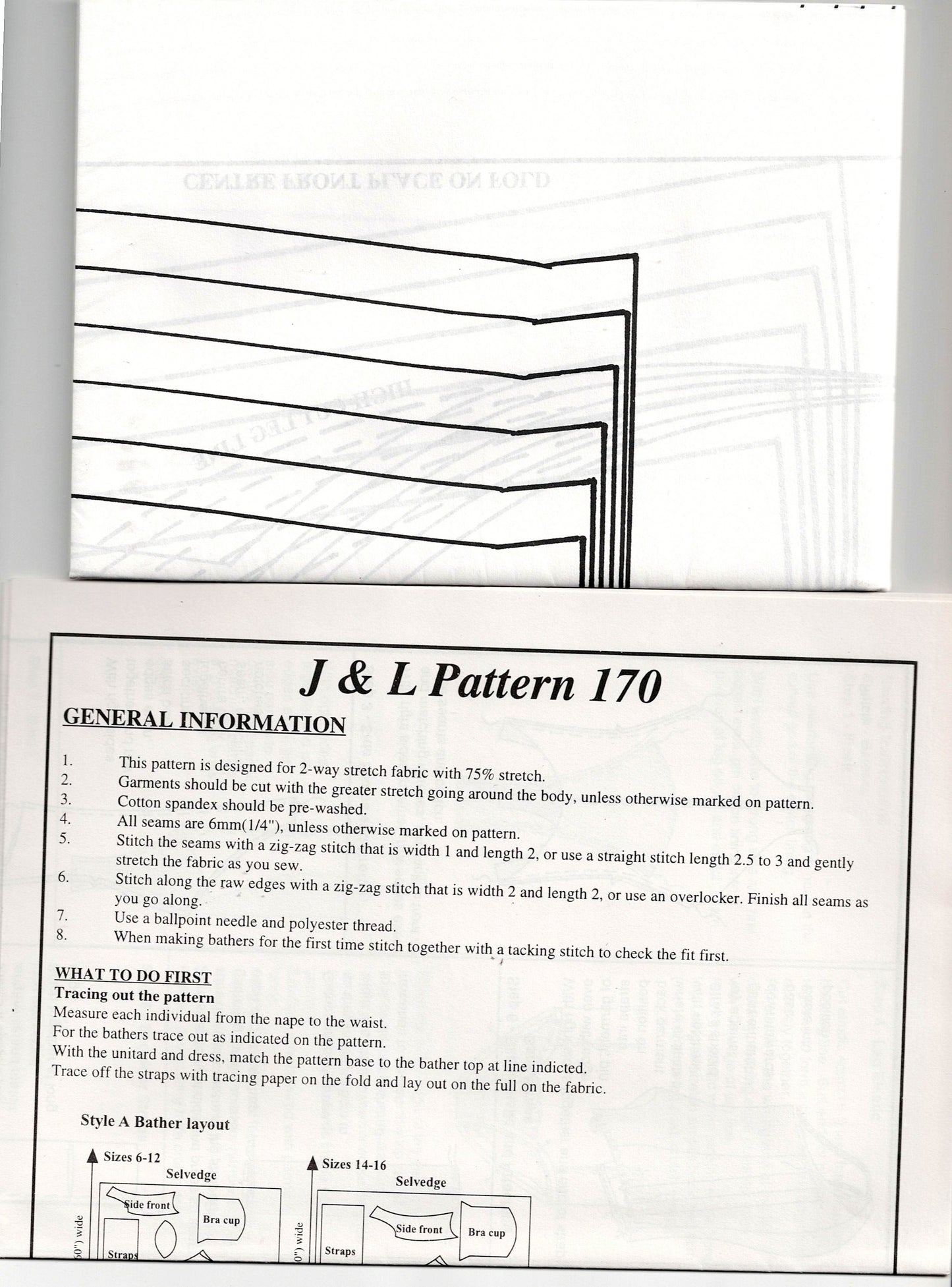 J & L Stretch 170 Womens Stretch Beach Dress & One Piece Swimsuit with High Cut or Boyleg Styles Sewing Pattern Sizes 6 - 16 UNCUT Factory Folded