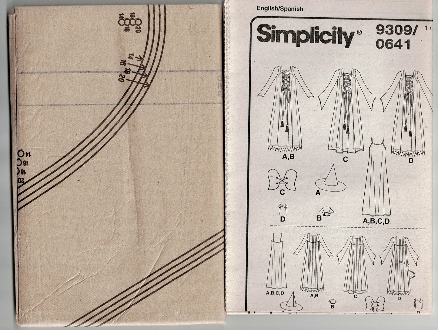 Simplicity 9309 Womens Halloween Costume Cosplay Vampire Witch Angel & Devil Out Of Print Sewing Pattern Size 14 - 20 UNCUT Factory Folded
