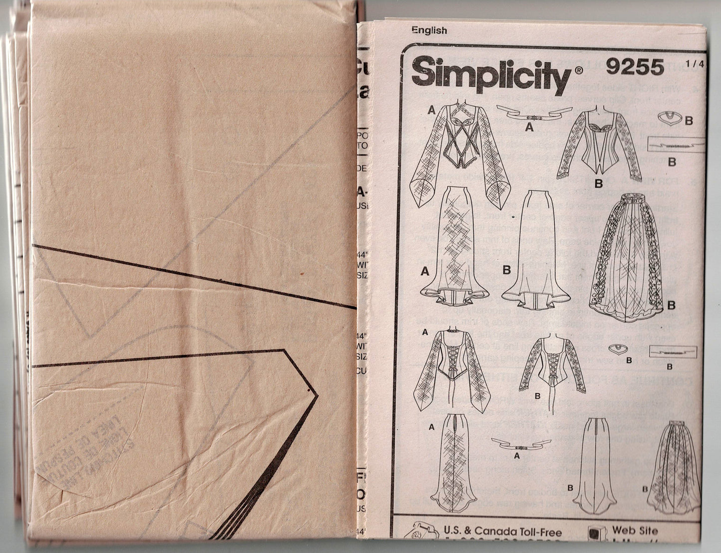 Simplicity 9255 Womens Costume Renaissance Medieval Corset Top & Skirt Out Of Print Sewing Pattern Size 14 - 22 UNCUT Factory Folded