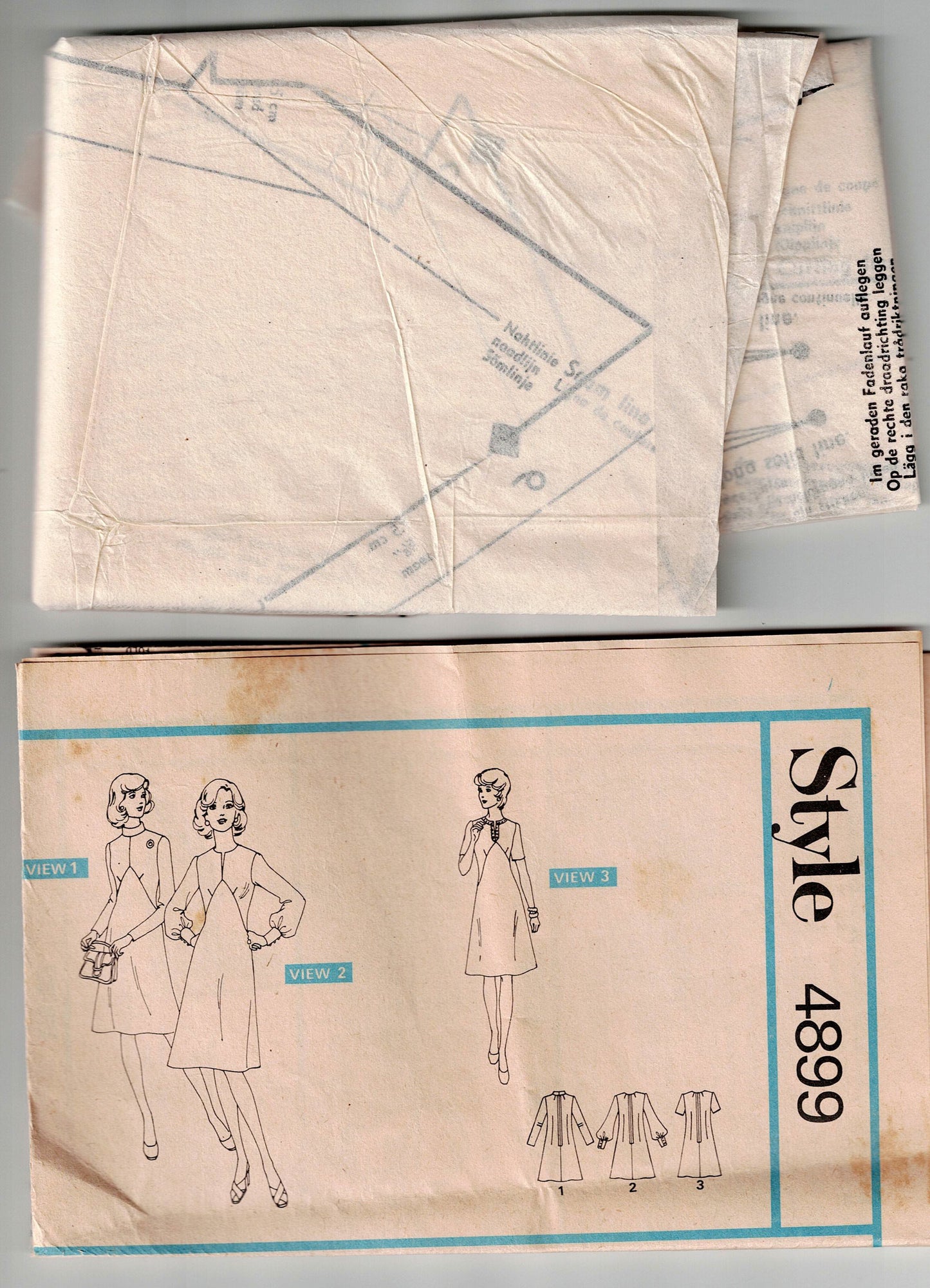 Style 4899 Womens High Waisted Dress with Front Seam Detail 1970s Vintage Sewing Pattern Size 12 Bust 34 inches
