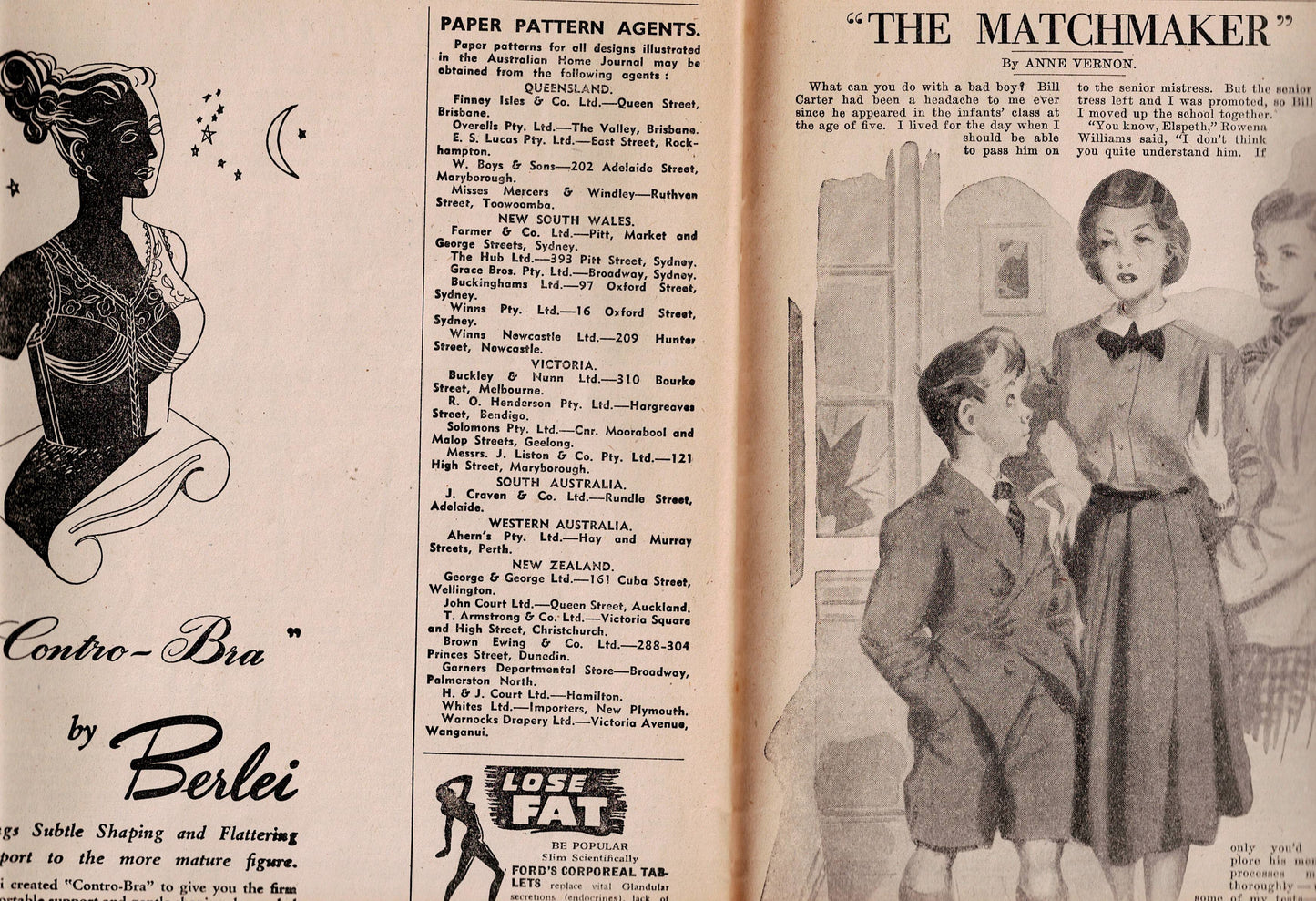Australian Home Journal Magazine January 1953 with 2 Womens 1 Toddler & 1 Teen Girls Dress Patterns Included