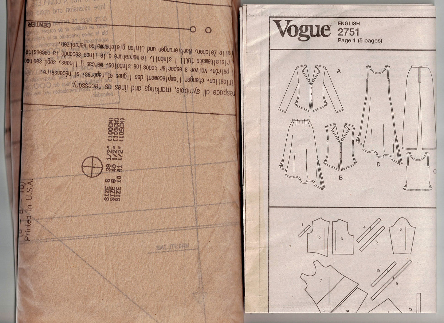 Vogue American Designer 2751 ADRI Womens Casual Summer Capsule Wardrobe Out Of Print Sewing Pattern Size 6 - 10 UNCUT Factory Folded