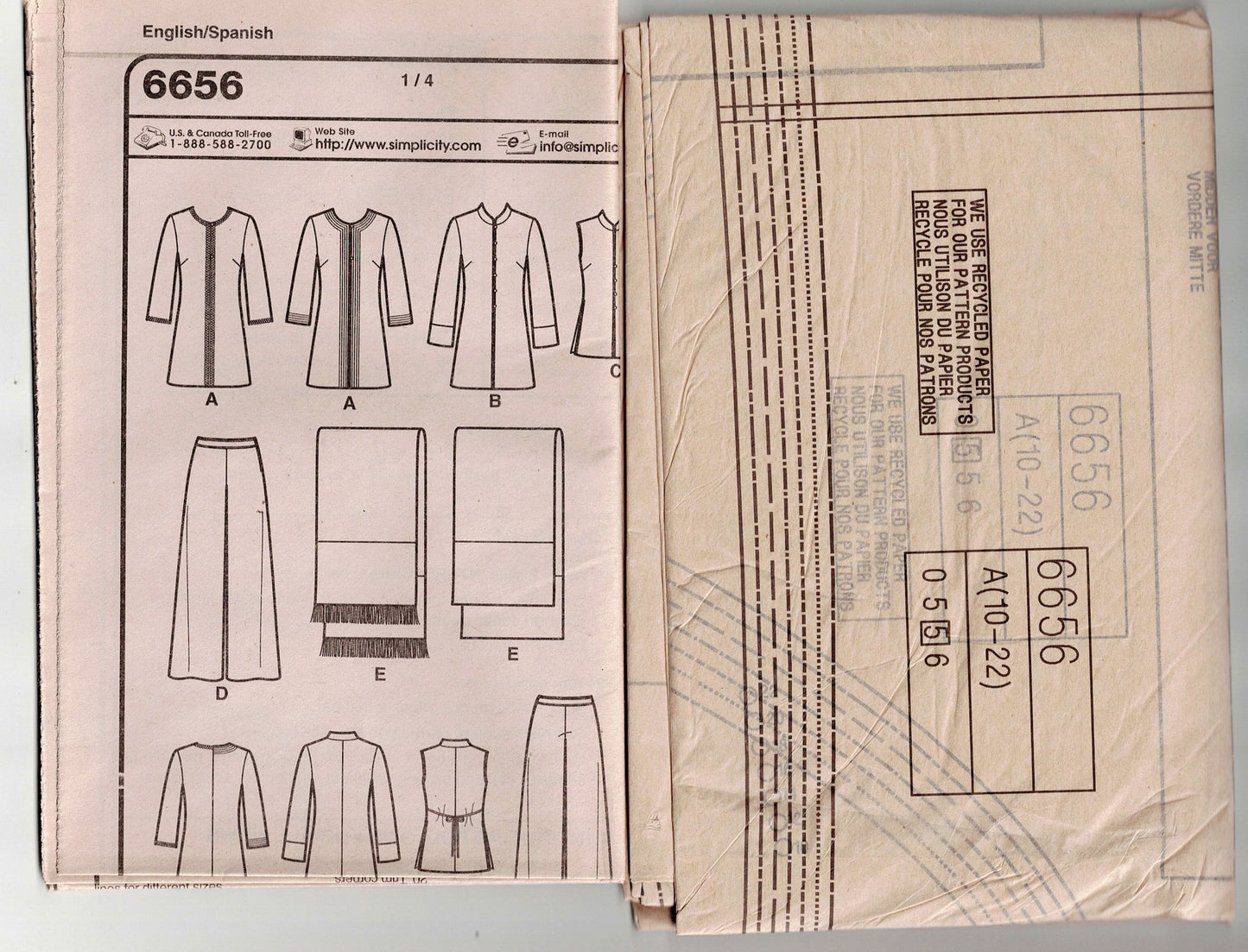 New Look 6656 Womens Mandarin Collar Jacket Top & Pants Out Of Print Sewing Pattern Size 10 - 22 UNCUT Factory Folded