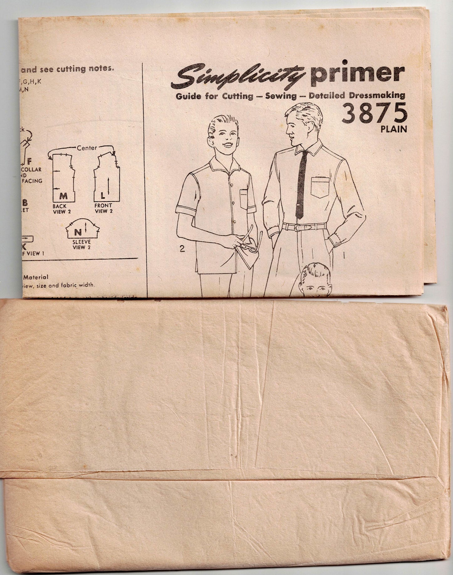 Simplicity 3875 Mens Classic Contour Shirts 1960s Vintage Sewing Pattern Chest 40 inches UNUSED Factory Folded
