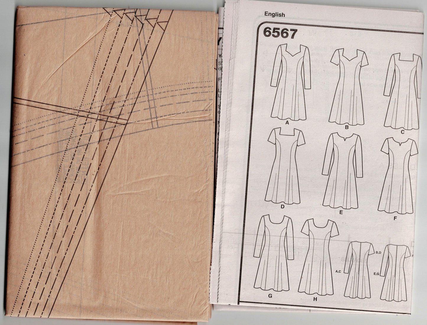 New Look 6567 Womens Fit & Flared Princess Dress with Neckline Variations Out Of Print Sewing Pattern Size 6 - 16 UNCUT Factory Folded