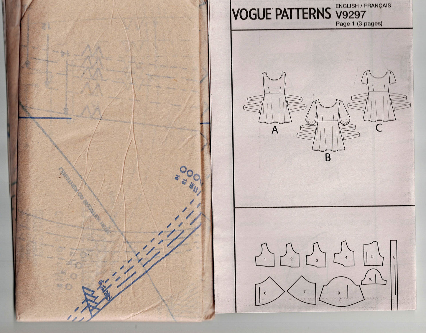 Very Easy Vogue 9297 Womens CUSTOM FIT Summer Tops Out Of Print Sewing Pattern Size 6 - 22 UNCUT Factory Folded