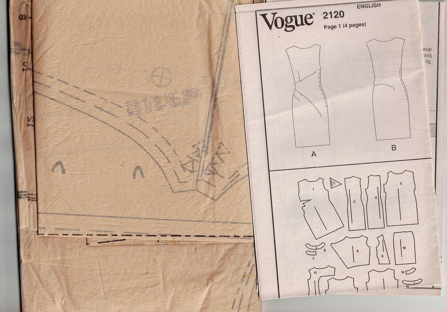 Vogue American Designer 2120 CALVIN KLEIN Womens Asymmetric Open Back Draped Evening Sheath Dress 1990s Vintage Sewing Pattern Size 8 - 12 UNCUT Factory Folded