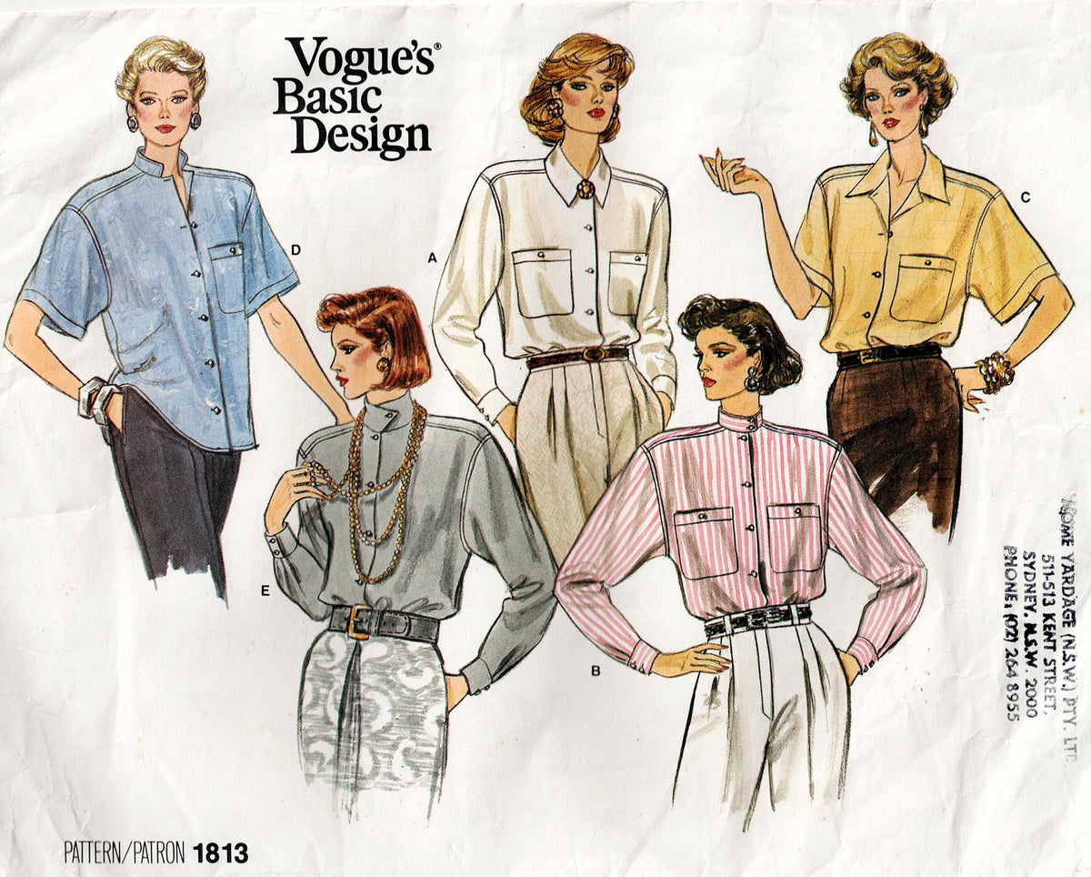 Vogue Basic Design 1813 Womens Classic Front Buttoned Shirts 1980s Vin ...