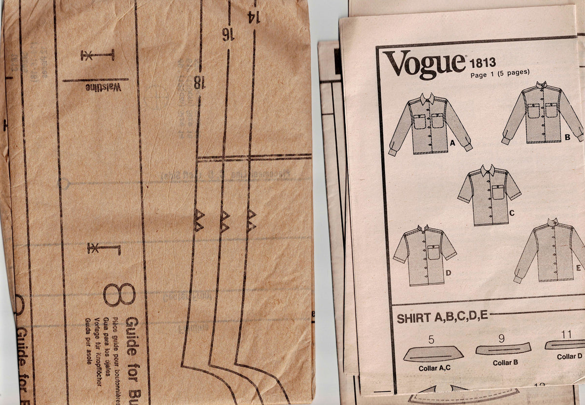 Vogue Basic Design 1813 Womens Classic Front Buttoned Shirts 1980s Vin ...