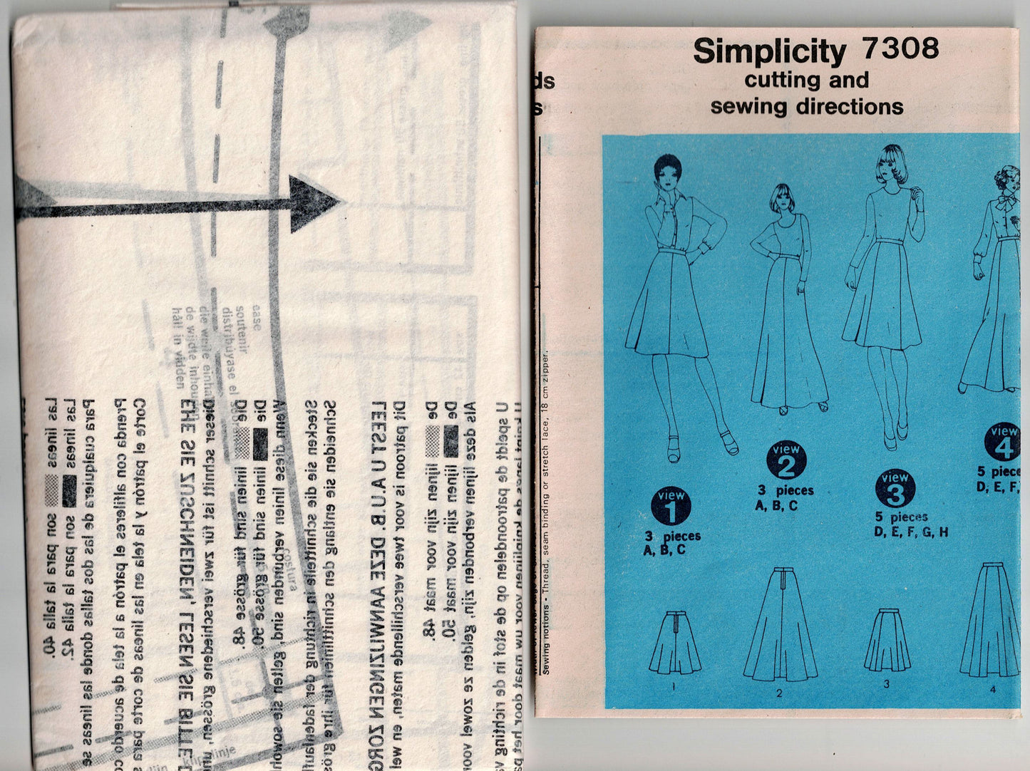 Simplicity 7308 Womens Classic A Line Maxi & Midi Skirts 1970s Vintage Paper Sewing Pattern Waist 37 & 39 Inches UNCUT Factory Folded