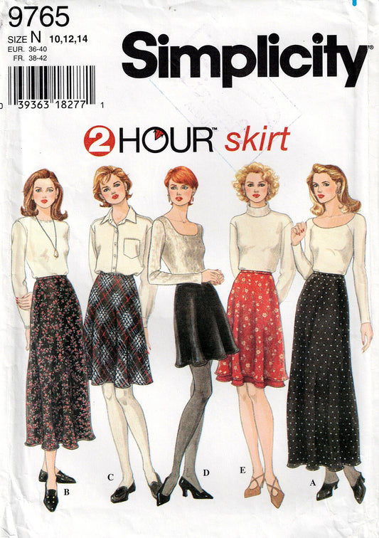 Simplicity 9765 Womens Bias Cut Skirts 1990s Vintage Sewing Pattern Size 10 - 14 UNCUT Factory Folded