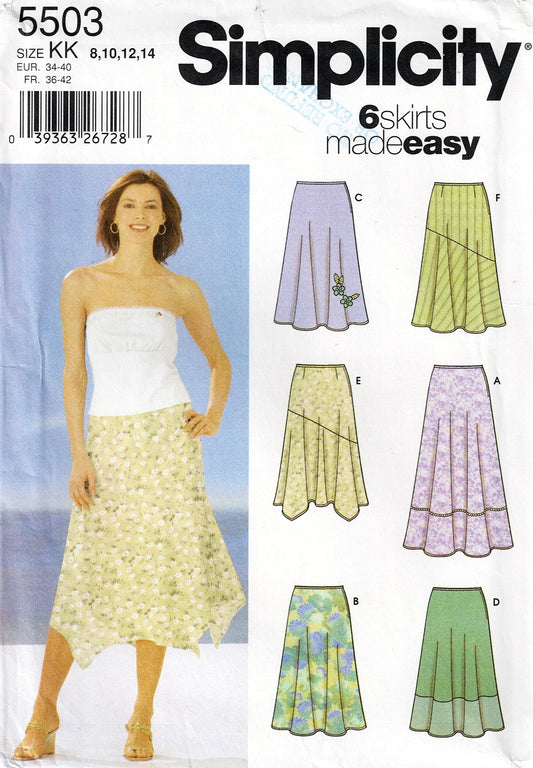 Simplicity 5503 Womens EASY Bias Cut Skirts Out Of Print Sewing Pattern Size 8 - 14 UNCUT Factory Folded