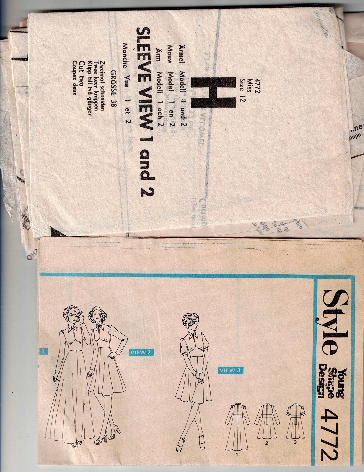Style 4772 Womens High Waisted Dress with Shaped Midriff 1970s Vintage Sewing Pattern Size 12 Bust 34 inches