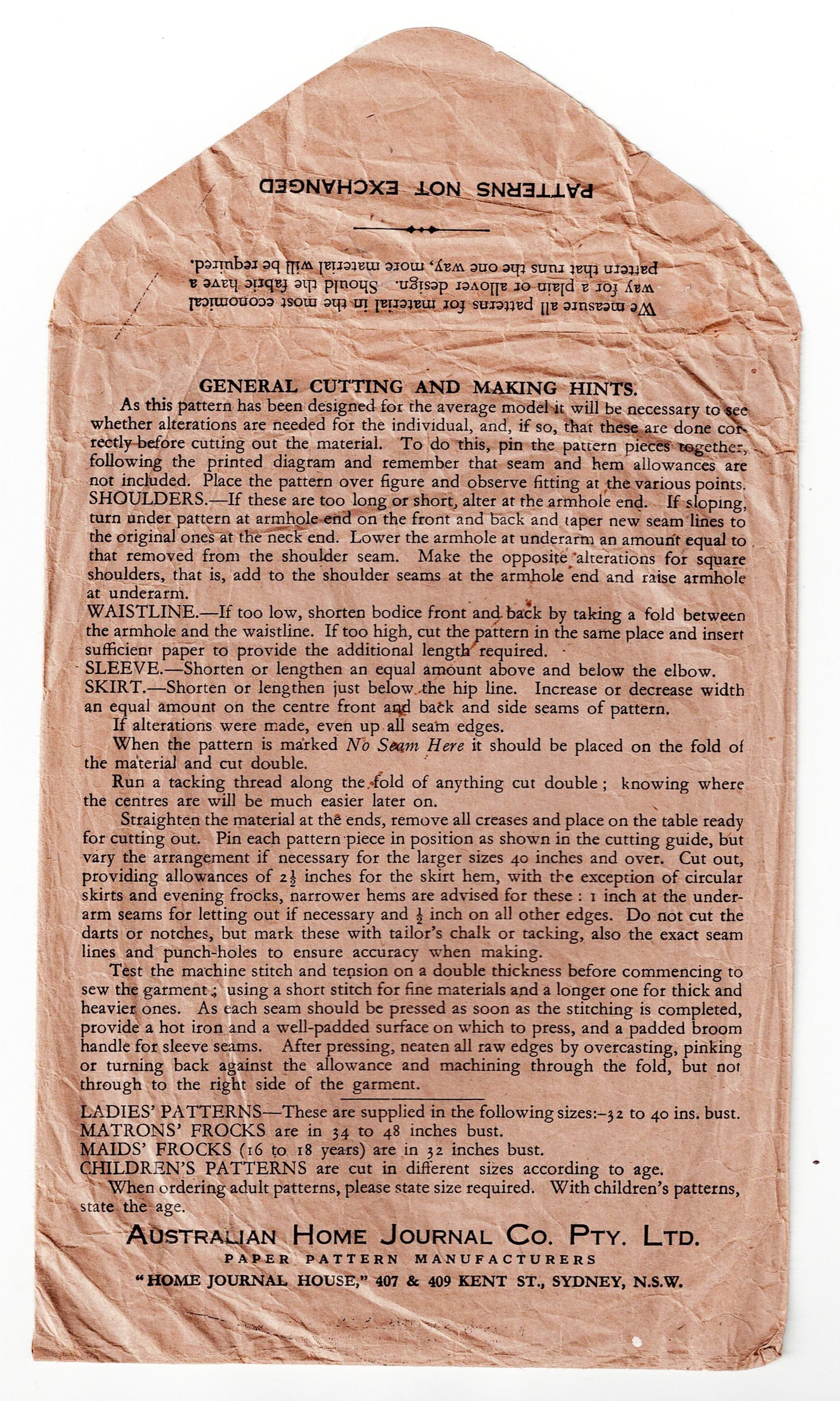 Australian Home Journal 6930 Womens Classic Housecoat with Pockets 1940s Vintage Sewing Pattern Bust 38 inches