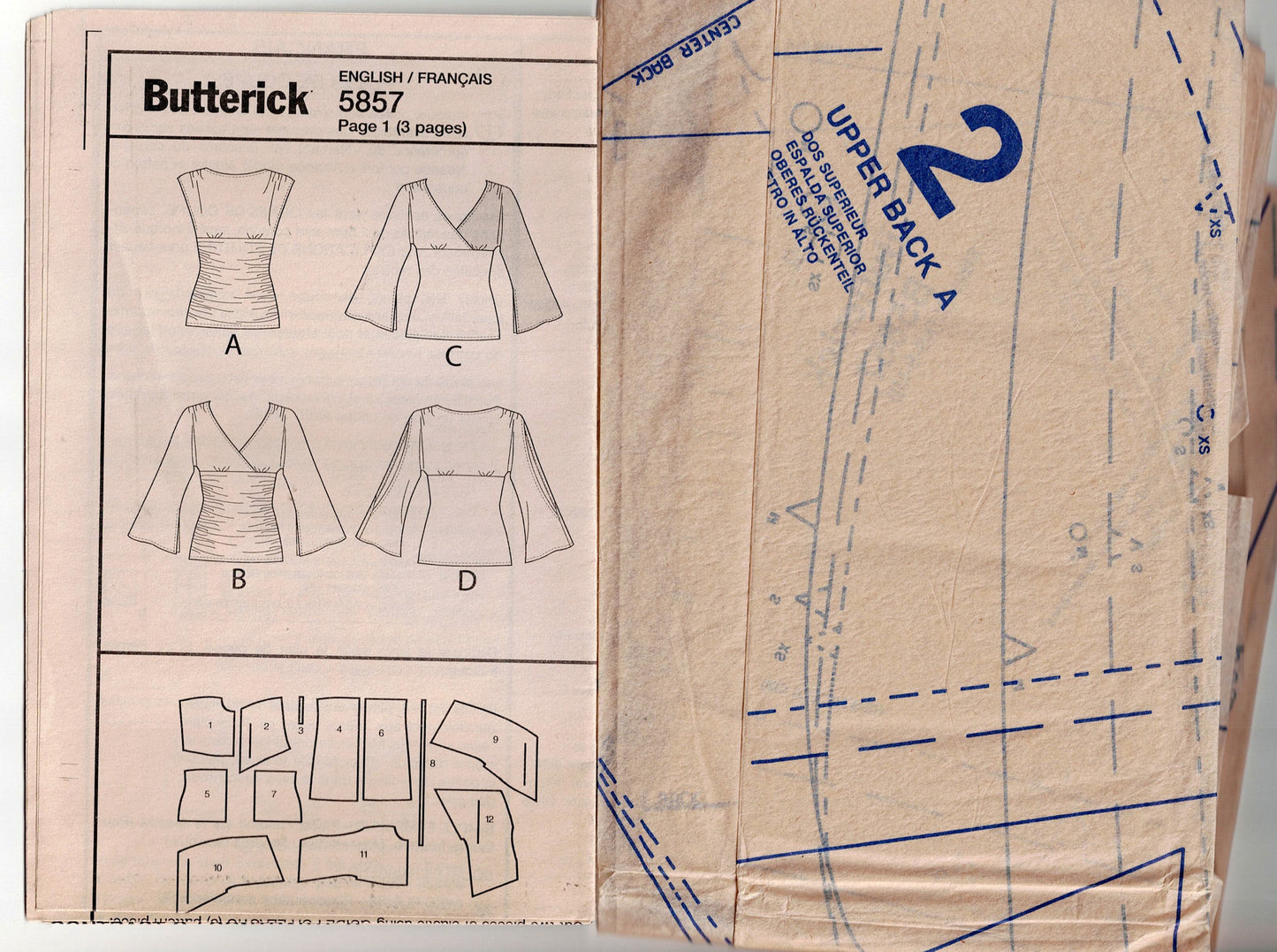 Butterick 5857 Womens Stretch Ruched Tunic Tops Out Of Print Sewing Pattern Size XS - M UNCUT Factory Folded