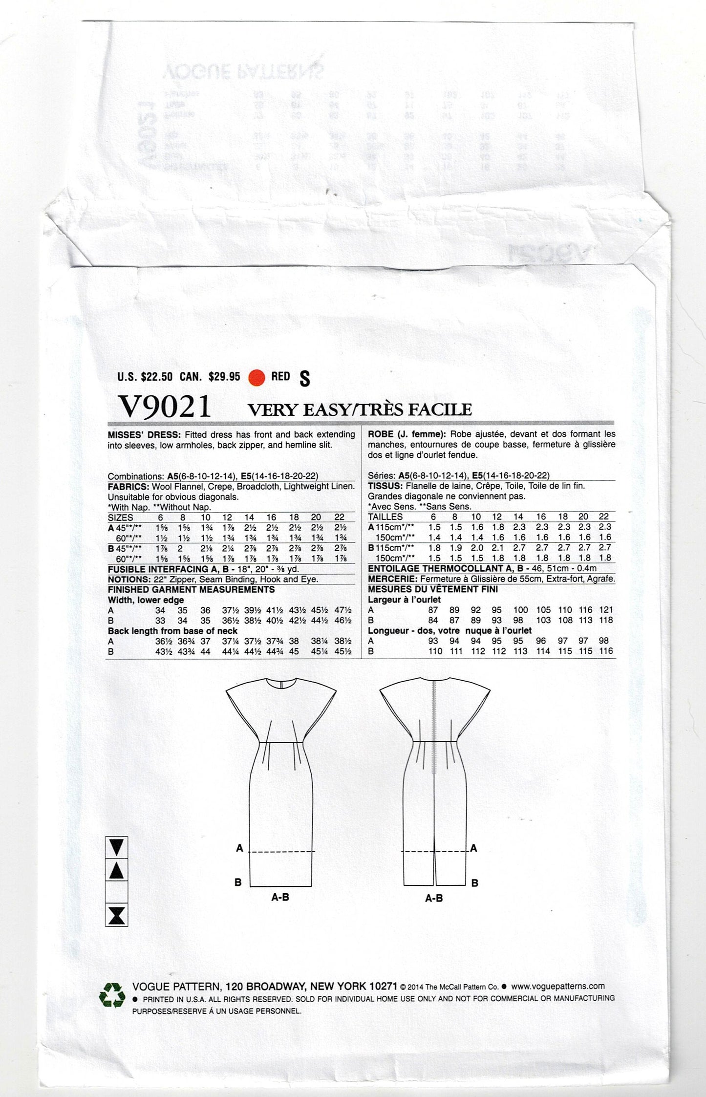 Vogue 9021 Womens Evening Capelet Sleeved Dress Out of Print Sewing Pattern Sizes 14 - 22 UNCUT Factory Folded