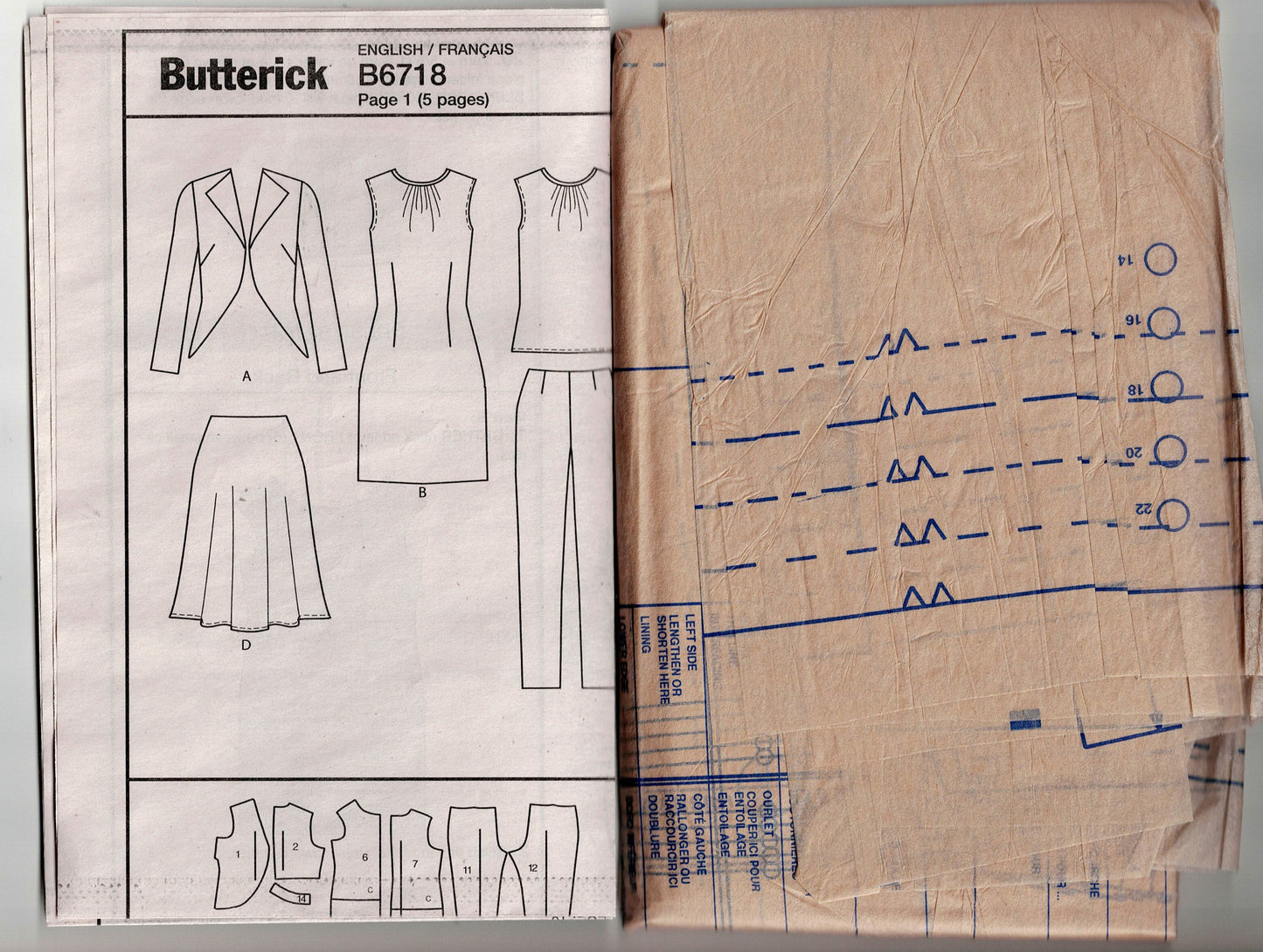 Butterick 6718 Womens LIFESTYLE WARDROBE Sewing Pattern Sizes 14 - 22 UNCUT Factory Folded