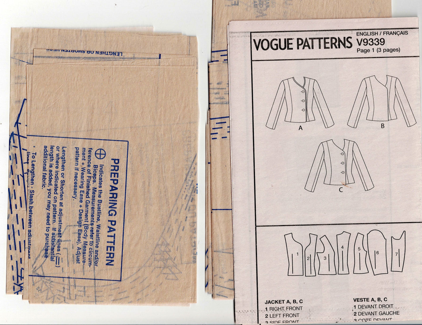 Vogue 9339 Womens Lined Asymmetric Fitted Jacket Out Of Print Sewing Pattern Sizes 6 - 14 UNCUT Factory Folded