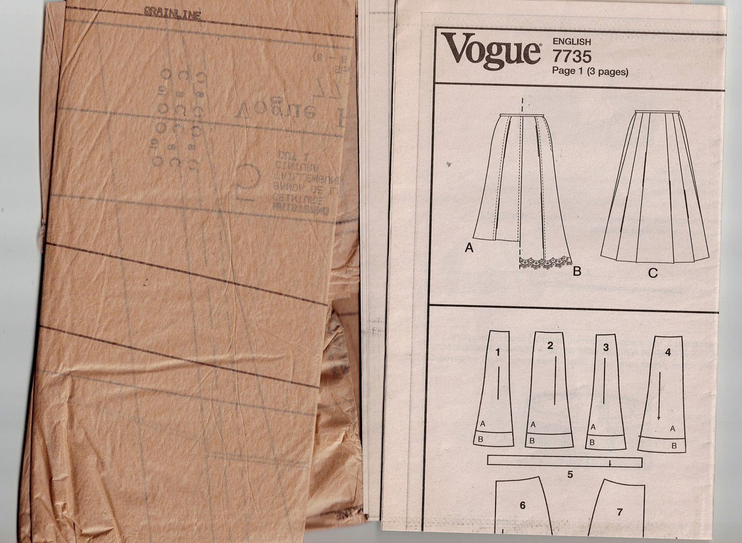 Vogue 7735 Womens Flared Panelled A Line Skirts Out Of Print Sewing Pattern Size 6 - 10 UNCUT Factory Folded
