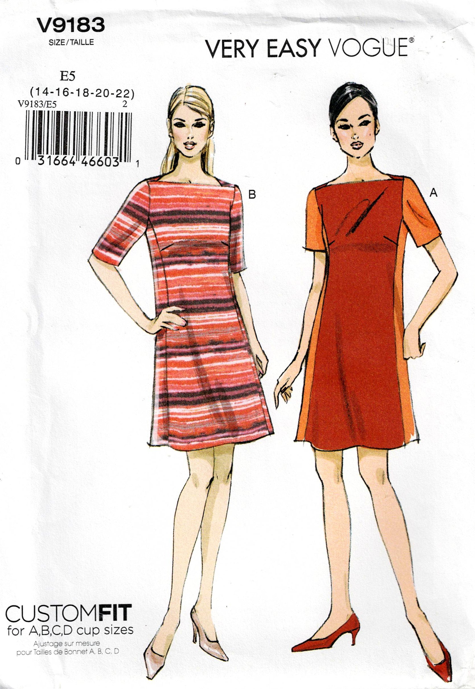 Very Easy Vogue 9183 Womens Custom Fit Panelled Colour Block Dress Out ...