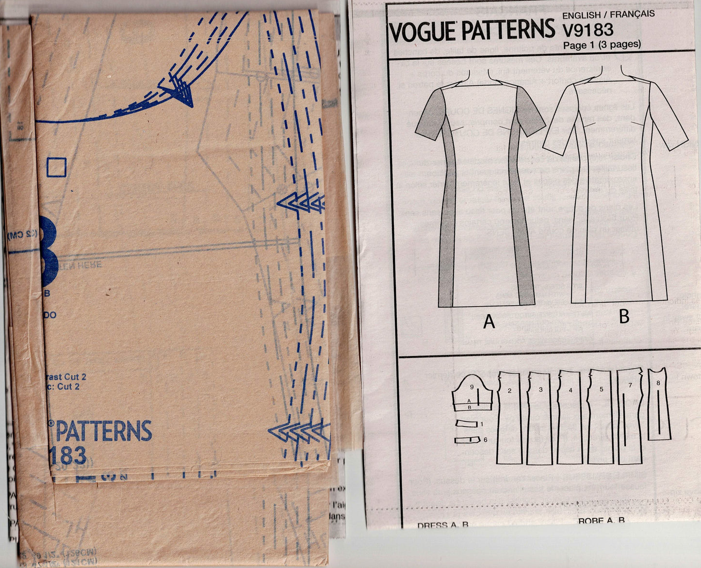 Very Easy Vogue 9183 Womens Custom Fit Panelled Colour Block Dress Out Of Print Sewing Pattern Size 14 - 22 UNCUT Factory Folded