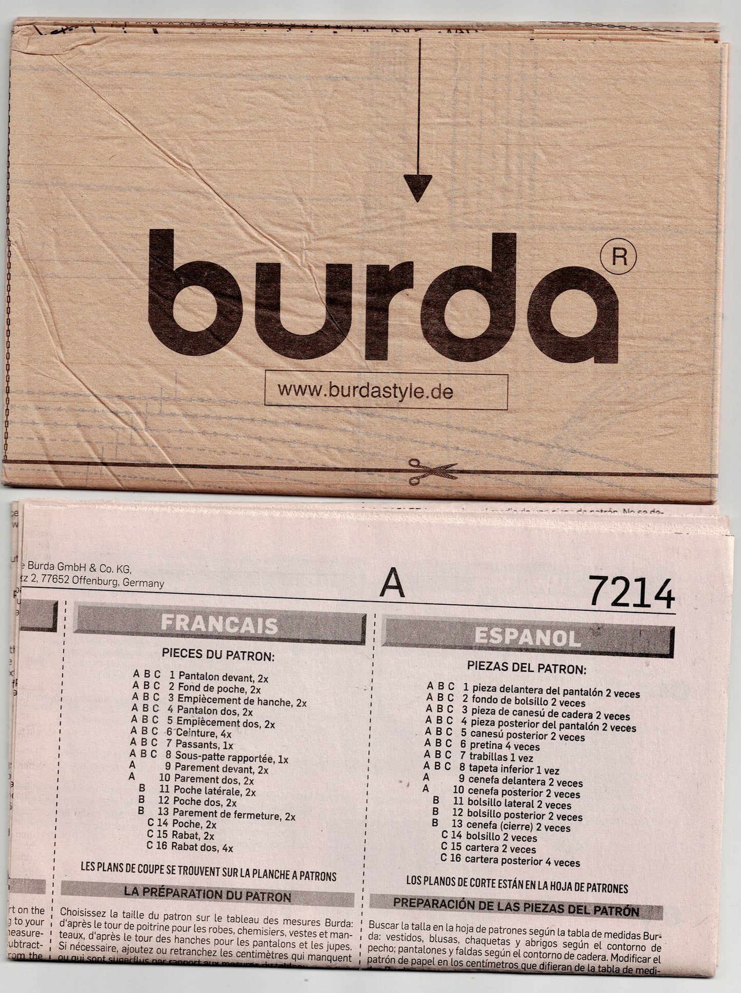 Burda Young 7214 Womens Hipster Pants or Jeans for Stretch Wovens Out Of Print Sewing Pattern Sizes 6 - 18 UNCUT Factory Folded