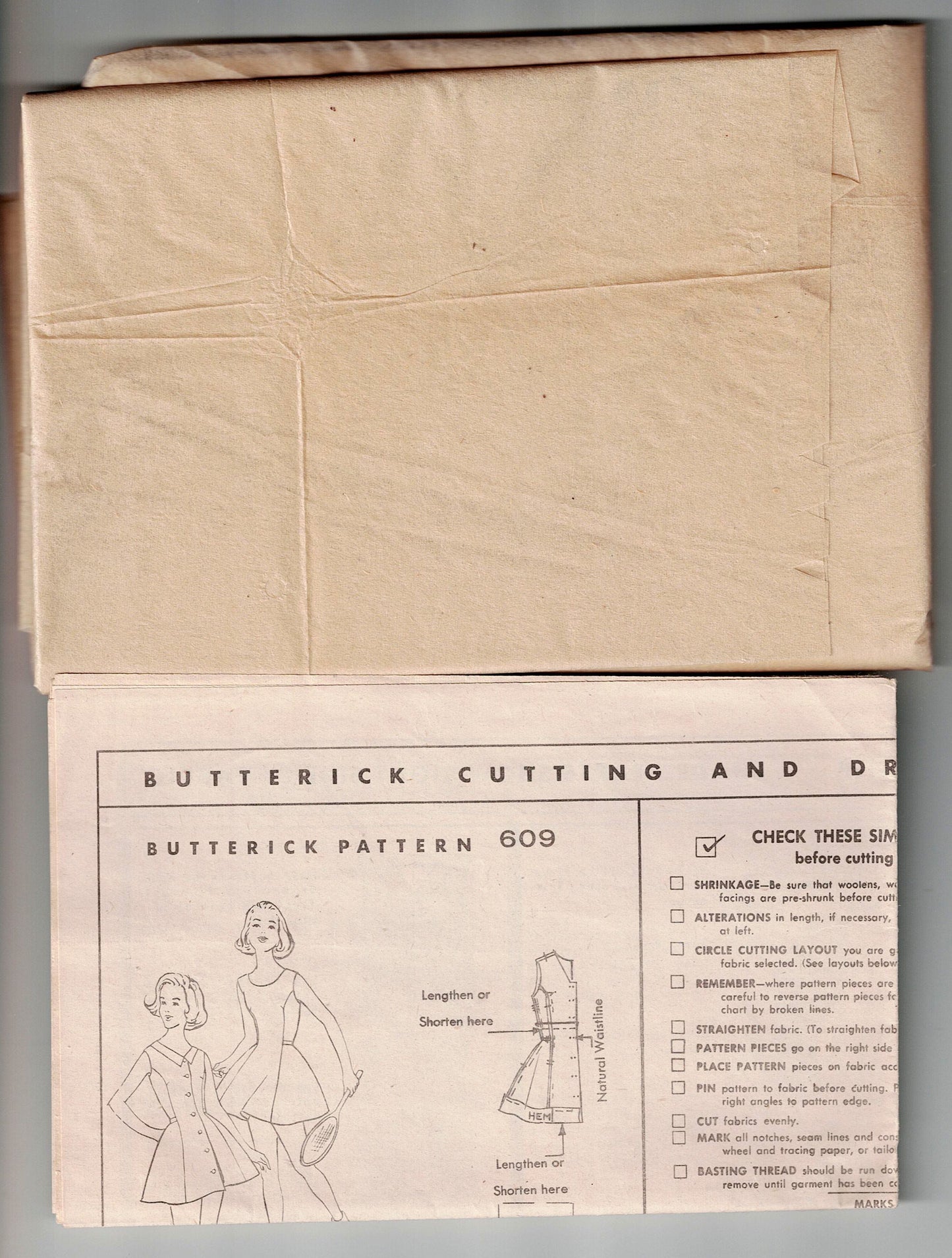 Butterick 609 RARE Womens Classic Tennis Dress & Panties 1950s Vintage Sewing Pattern Size 14 Bust 34 inches