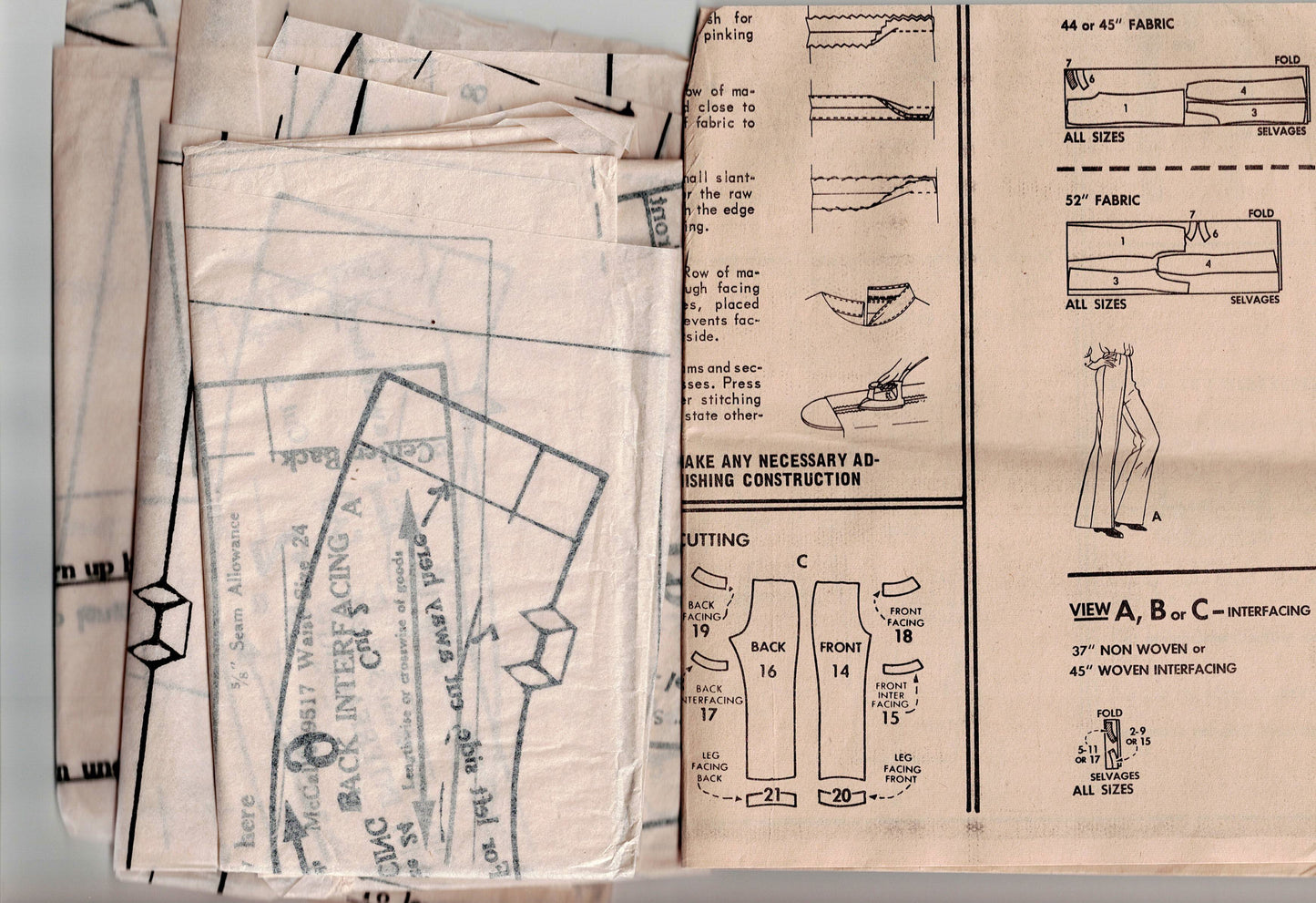 McCall's 9517 Womens Stovepipe Bell Bottom or Flared Pants 1960s Vintage Sewing Pattern Waist 24 Inches