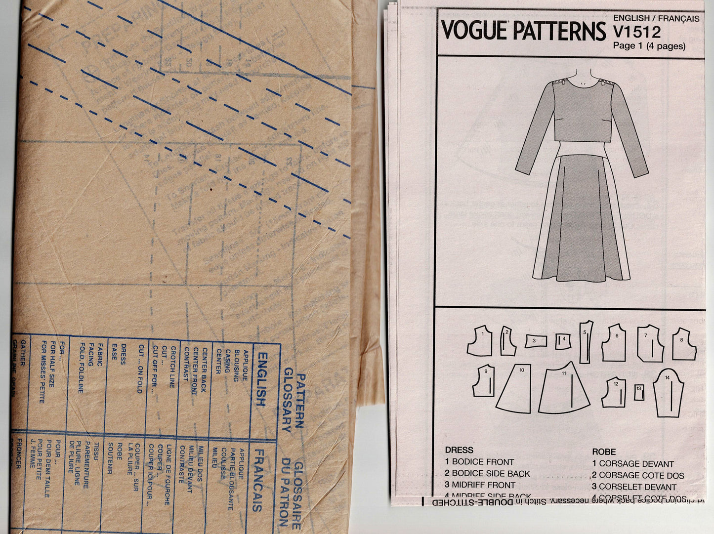 Vogue American Designer 1512 TRACY REESE Womens Stretch Knit Dress with Bodice Overlay Out Of Print Sewing Pattern Size 14 - 22 UNCUT Factory Folded
