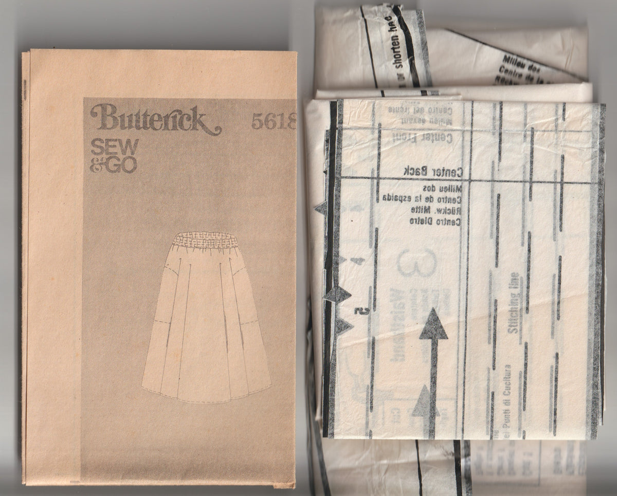 Butterick 5618 Womens Flared Bias Skirt with Pockets 1970s Vintage Paper Sewing Pattern Size MEDIUM 14 - 16