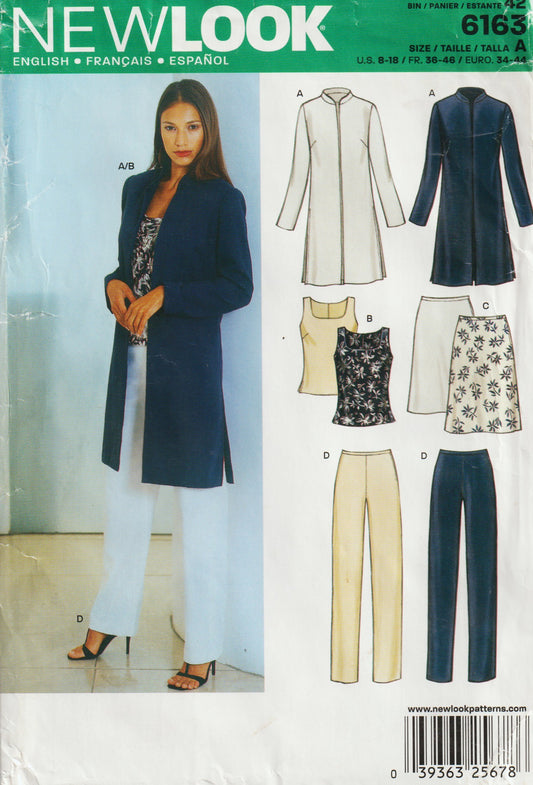New Look 6163 Womens EASY Jacket Top Skirt & Pants Out Of Print Paper Sewing Pattern Size 8 - 18 UNCUT Factory Folded